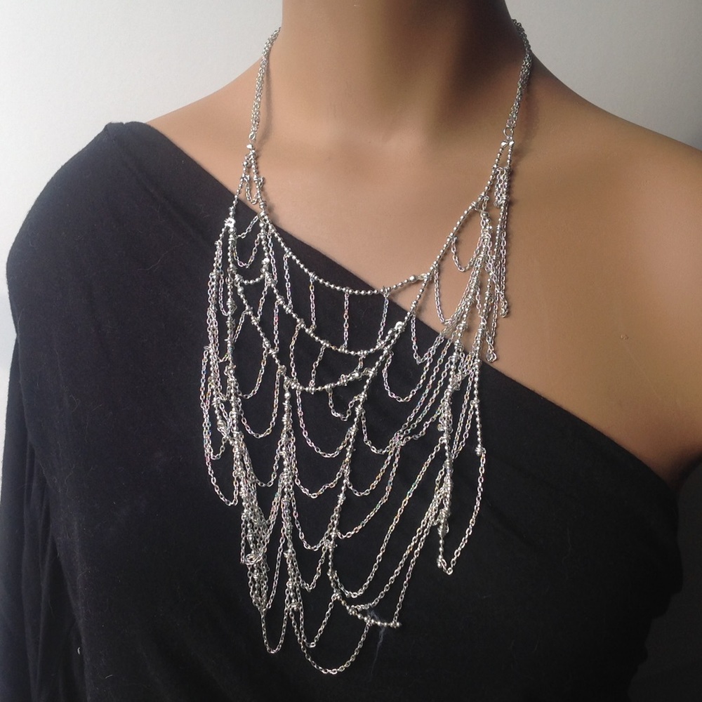 Silver Spiderweb Chain Necklace by Dragon Life